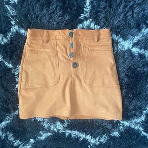 Light Brown Suede Button Skirt